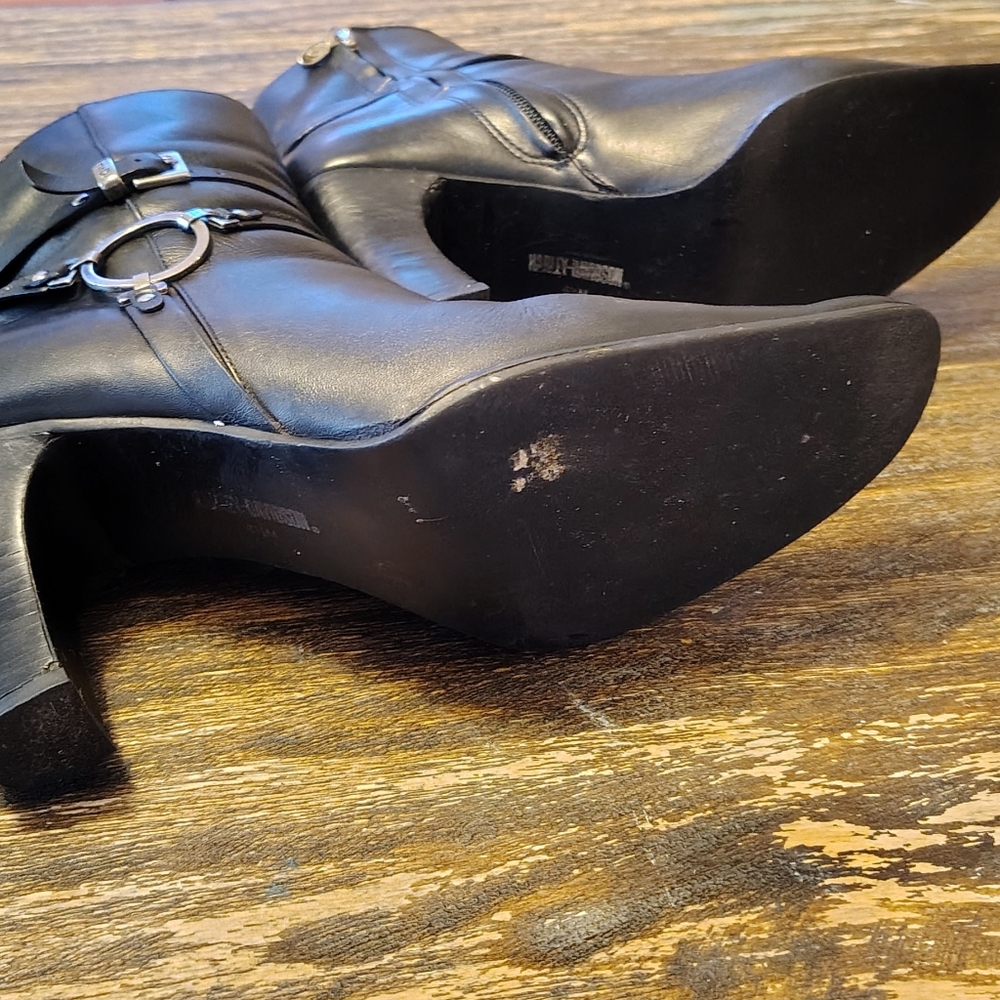 Harley Davidson Black Leather Moto Ankle Boots Sons Of Anarchy Biker Size 6.5 - Picture 6 of 12